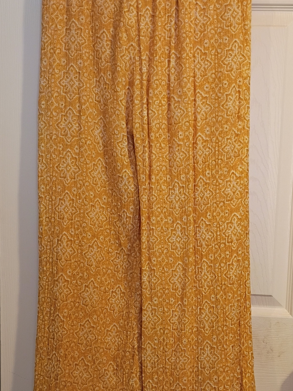 Wonderly Wide Leg Pants in Mustard Yellow Tile Print